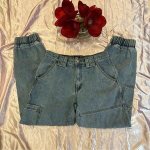 🌹BDG URBAN OUTFITTER’S • Women’s Blue Elastic-Waist Jeans Joggers  - EUC